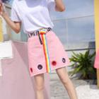 Set: Perforated A-line Skirt + Belt
