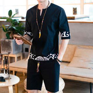 Set: Linen Short-sleeve T-shirt + Shorts