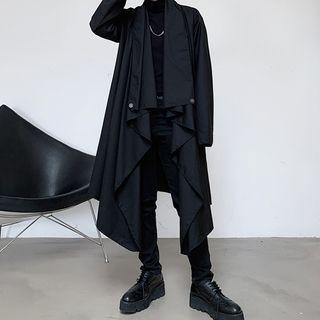 Draped Buttoned Long Coat