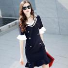 Sailor Collared Short-sleeve Sheath Dress