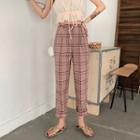 Plaid High-waist Straight-cut Pants As Shown In Figure - One Size