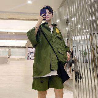 Set: Elbow-sleeve Cargo Shirt + Shorts