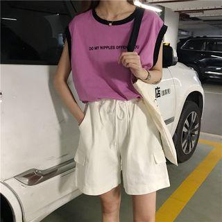 Lettering Tank Top / Drawstring Shorts