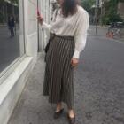 Long-sleeve Shirt / Striped Maxi Skirt