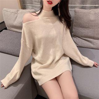 Cold Shoulder Mock-neck Sweater