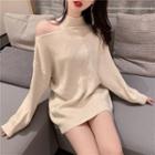 Cold Shoulder Mock-neck Sweater