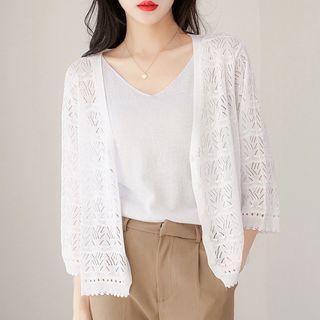 Plain Pointelle Cardigan