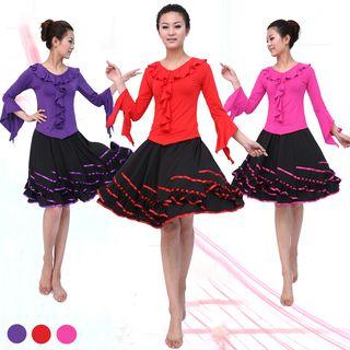 Dance Set: Plain Long Sleeve Top + Skirt