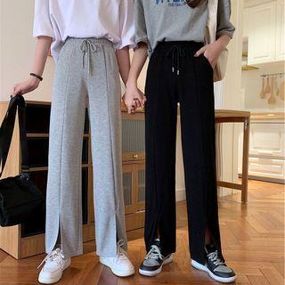 Slit Straight-leg Sweatpants