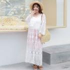 Long Open-front Lace Jacket White - One Size