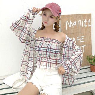 Set: Chiffon Loose-fit Chiffon Shirt + Tube Top