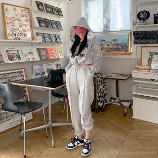 Set: Zip-detail Drawcord Hoodie + Jogger Pants