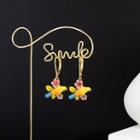 Flower Glaze Alloy Dangle Earring 1 Pair - Yellow & Pink & Green & Blue - One Size
