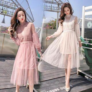 Long Sleeve Mesh Lace Dress