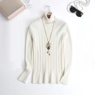 Long-sleeve Turtleneck Cable-knit Sweater