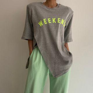 Lettering Asymmetric T-shirt
