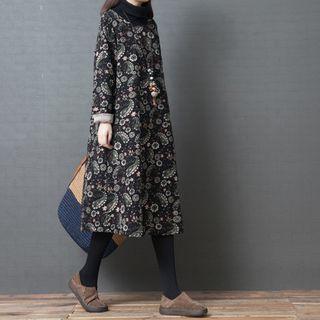 Turtleneck Floral Pullover Dress