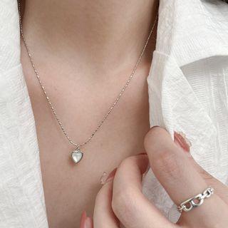 Heart Agate Pendant Sterling Silver Necklace Xl1268 - 1 Pc - Silver - One Size