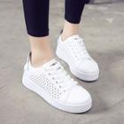 Platform Perforated Lace Up Sneakers