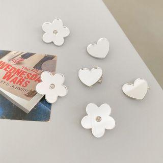 Flower / Heart Mirrored Alloy Hair Clip / Set