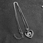 Paw Rhinestone Heart Necklace
