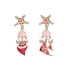 Fashion Con Chan's Fish Asymmetric Non Piercing Earrings With Multi-colored Austrian Element Crystal