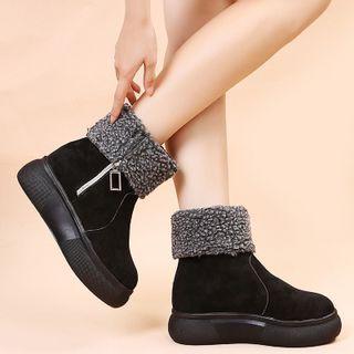 Platform Fleece Trim Short Boots