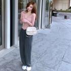 Button-up Light T-shirt / Loose-fit Drawstring Sweatpants
