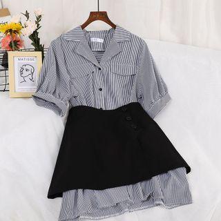 Set: Striped Shirt Dress + Skirt
