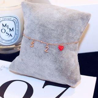 Alloy Numerical & Heart Bracelet