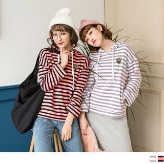 Applique Striped Hooded Top