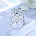 Leaf Open Ring Copper Plated - Silver - One Size