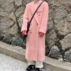 Double Breasted Plain Coat Light Pink - One Size