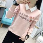 Floral Embroidered Collared Sweatshirt