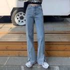 Slit Hem Straight Leg Jeans