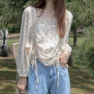Set: Floral Long-sleeve Top + Camisole Top