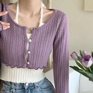 Halter-neck Top / Cable Knit Cardigan