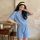Knit Polo Playsuit With Sash