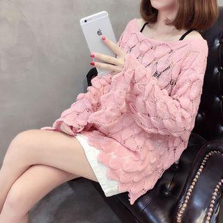 Off-shoulder Pointelle Knit Top