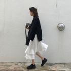 Set: Side-slit Pullover + Irregular Hem Midi A-line Skirt