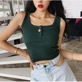 Sleeveless Button-up Cropped Top