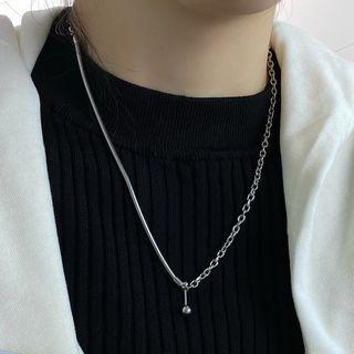 Chain Bead Necklace Silver - One Size