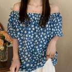 Puff-sleeve Off-shoulder Floral Top