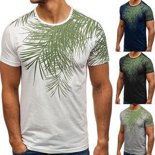 Short Sleeve Leaf Print T-shirt