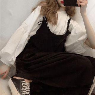 Plain Elbow Sleeve Top / Pinafore Jumpsuit