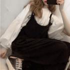 Plain Elbow Sleeve Top / Pinafore Jumpsuit