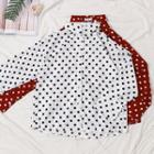 Dot Print Long Sleeve Chiffon Blouse