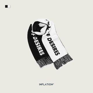 Unisex Colorblock Lettering Fringed Scarf Black & White - One Size
