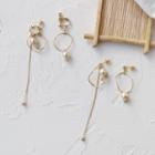 Non-matching Geometric Faux Pearl Earring / Clip-on Earring
