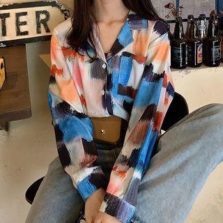 Long Sleeve Painting Shirt As Shown In Figure - One Size